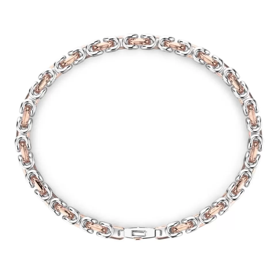 Zancan Silver And Rose Gold Chain Men'S Bracelet.^Zancan Gioielli New