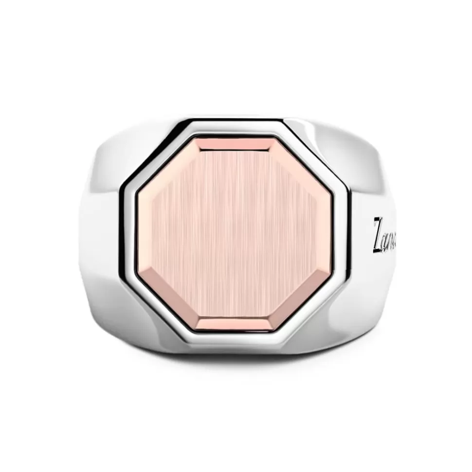 Zancan Silver And Rose Gold Hexagonal Ring.^Zancan Gioielli Best