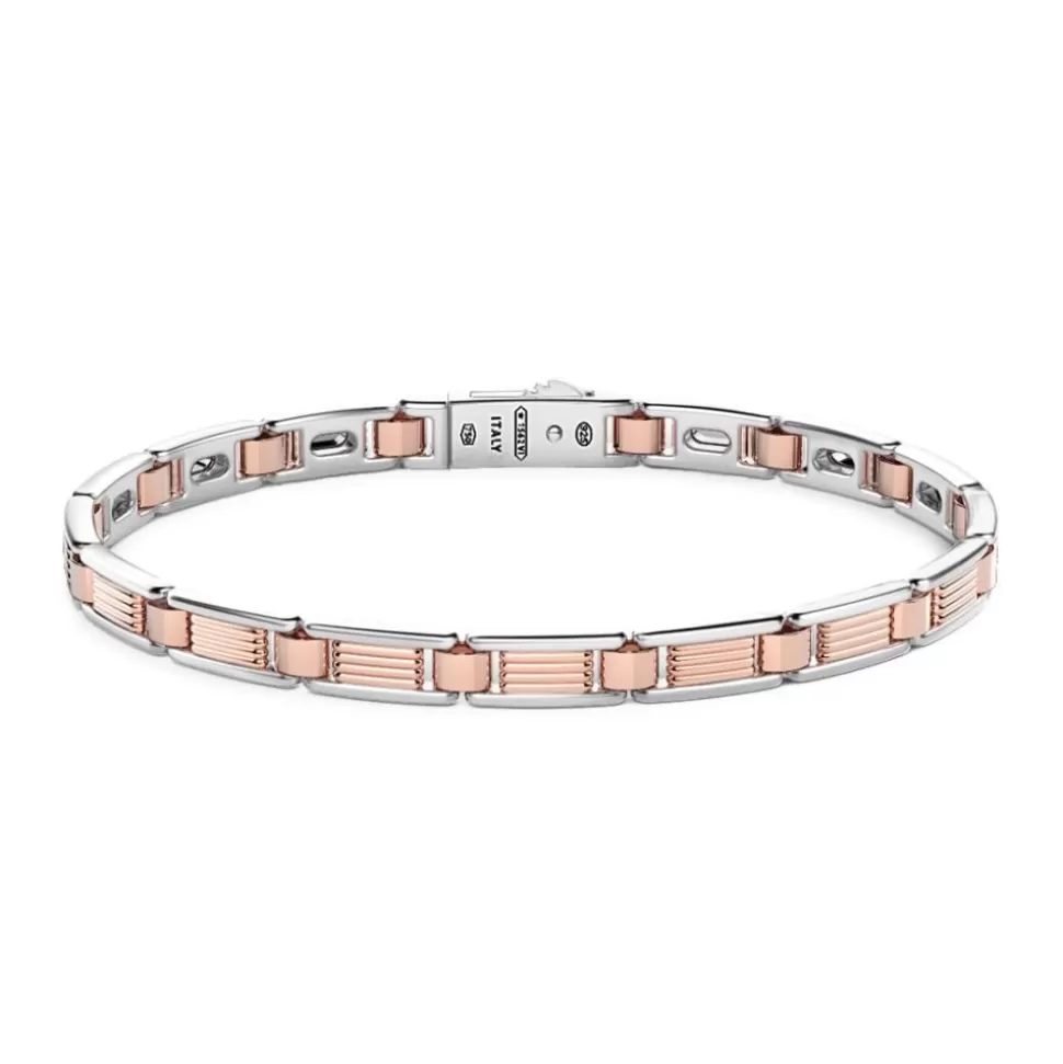 Zancan Silver And Rose Gold Men'S Bracelet.^Zancan Gioielli Shop