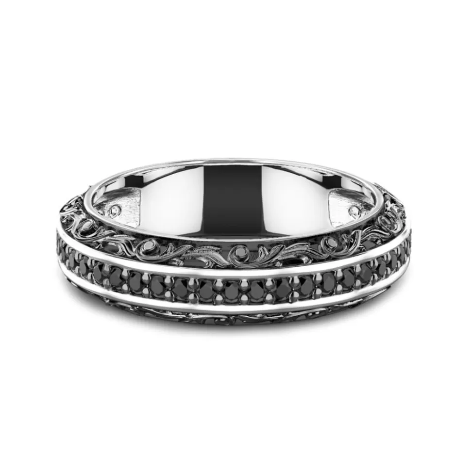 Zancan Silver Band Ring With Black Stones.^Zancan Gioielli Cheap