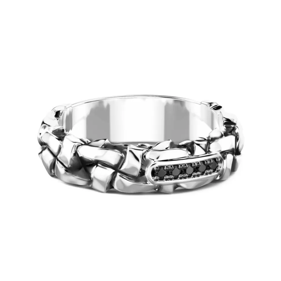 Zancan Silver Band Ring With Black Stones.^Zancan Gioielli Cheap