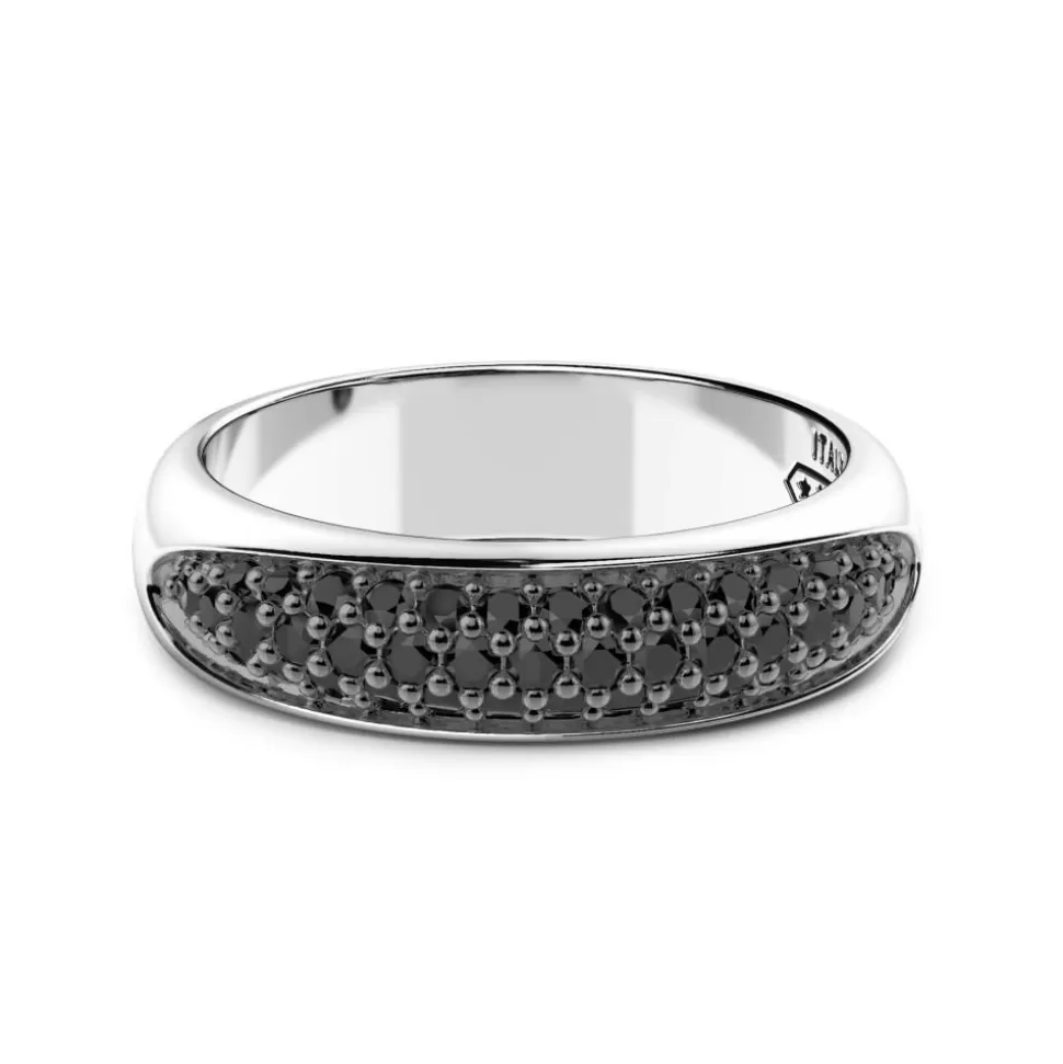 Zancan Silver Band Ring With Black Stones.^Zancan Gioielli Cheap