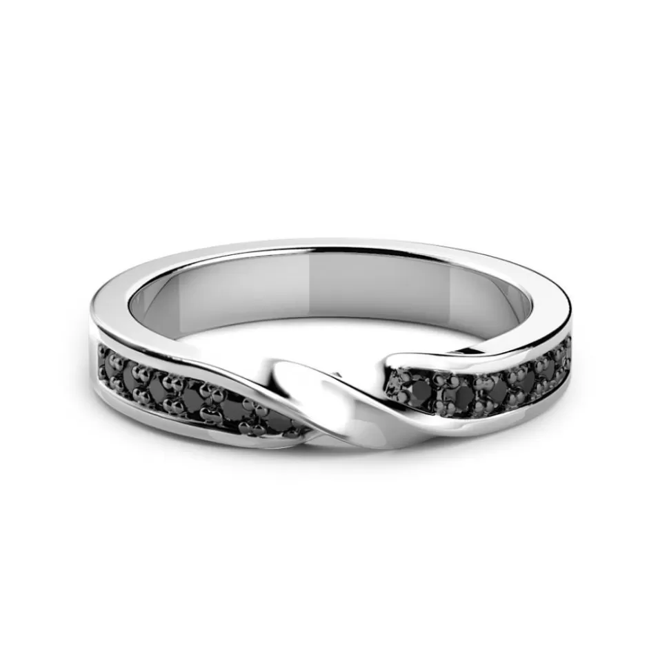 Zancan Silver Band Ring With Black Stones.^Zancan Gioielli Shop