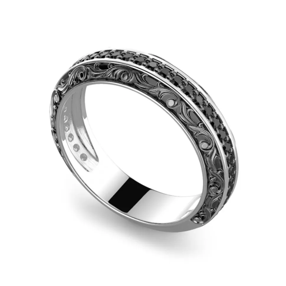 Zancan Silver Band Ring With Black Stones.^Zancan Gioielli Cheap