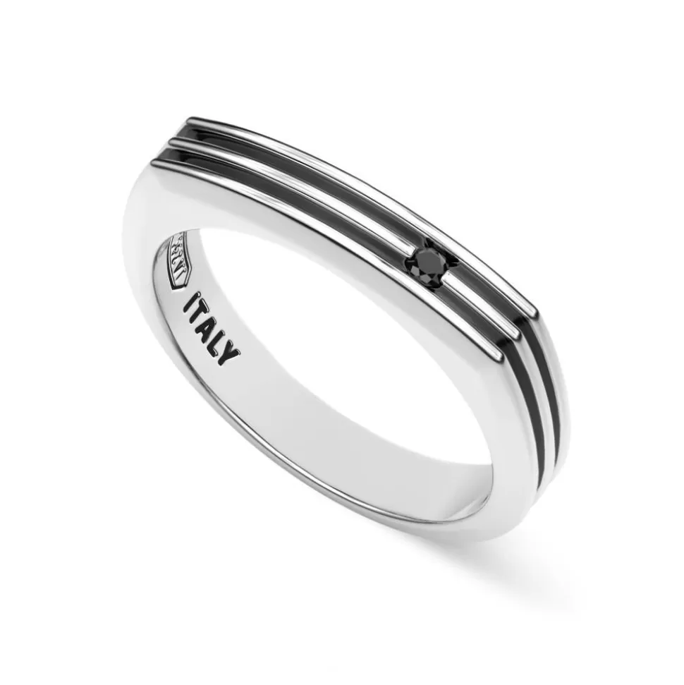 Zancan Silver Band Ring With Black Stones.^Zancan Gioielli Best Sale