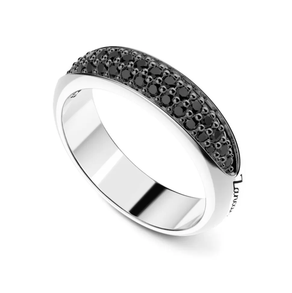 Zancan Silver Band Ring With Black Stones.^Zancan Gioielli Cheap