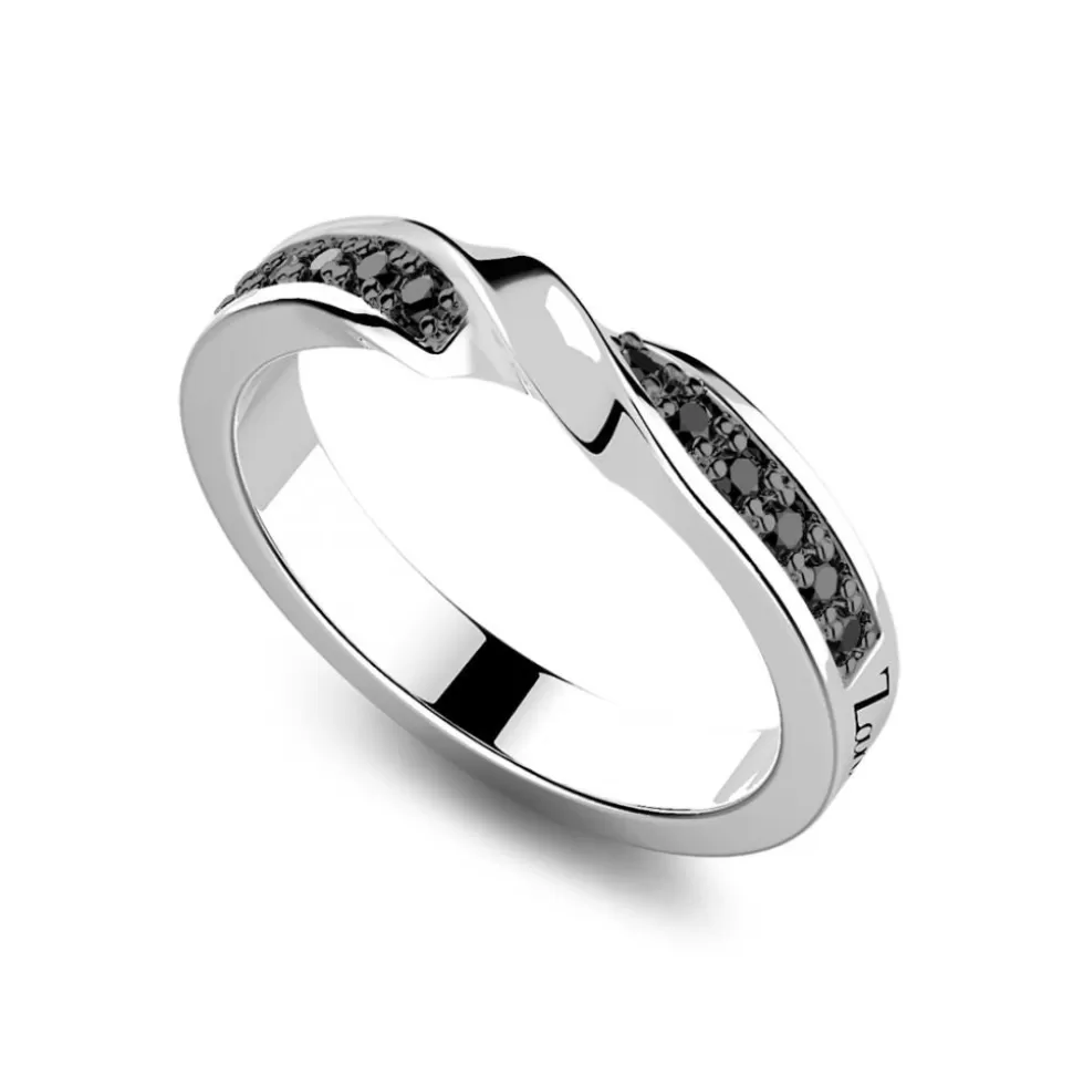 Zancan Silver Band Ring With Black Stones.^Zancan Gioielli Shop