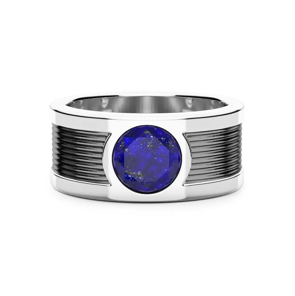 Zancan Silver Band Ring With Central Lapis Lazuli Stone.^Zancan Gioielli Cheap