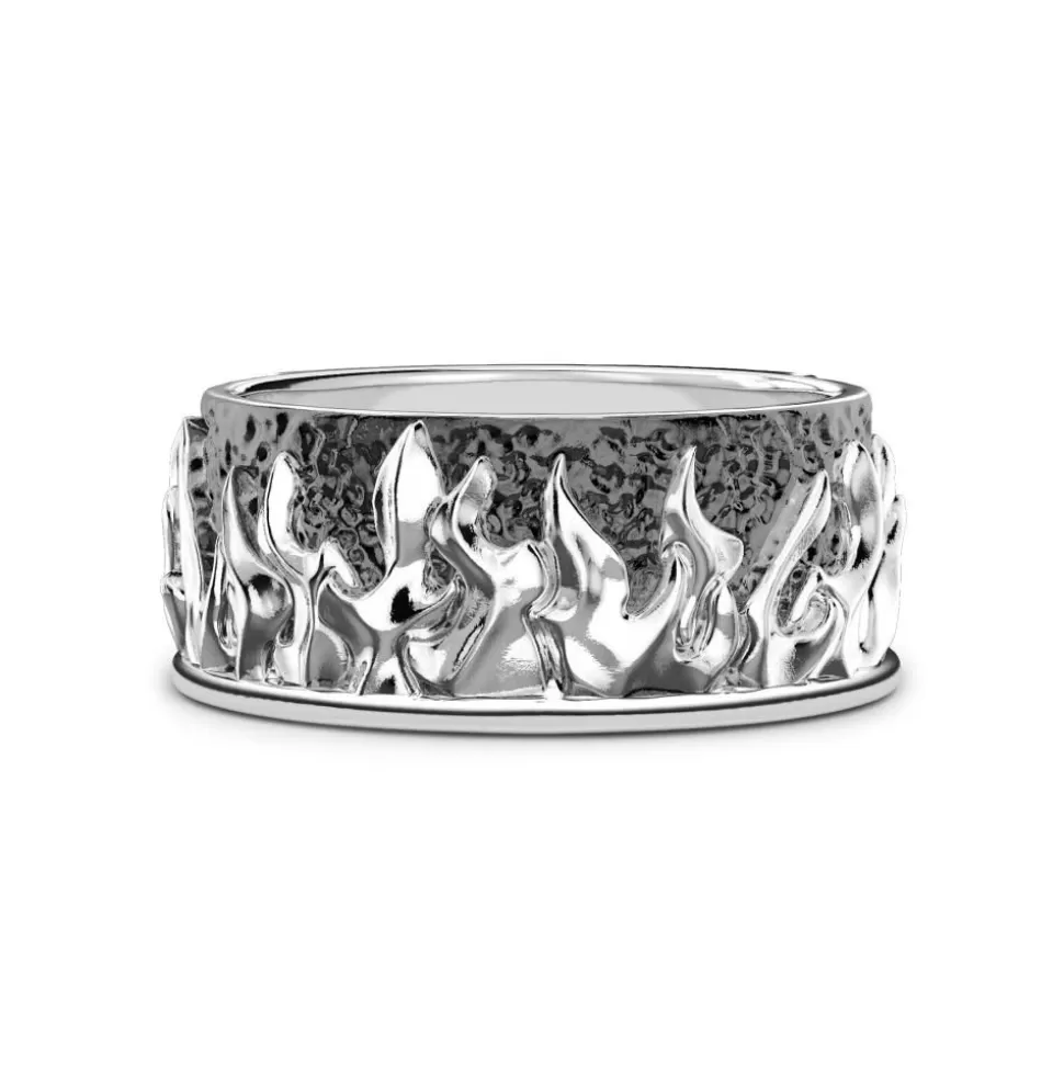 Zancan Silver Band Ring With Flames.^Zancan Gioielli Hot