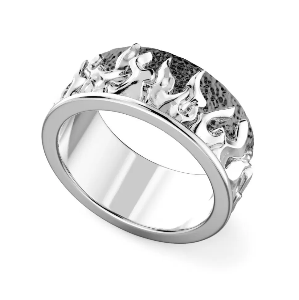 Zancan Silver Band Ring With Flames.^Zancan Gioielli Hot