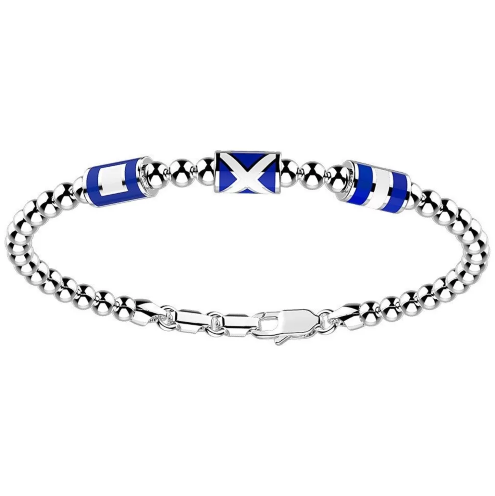 Zancan Silver Beads Bracelet With Three Nautical Flags.^Zancan Gioielli Hot