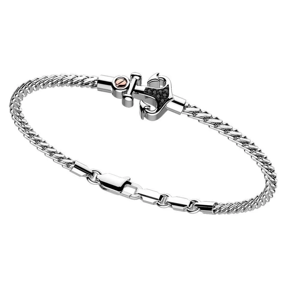 Zancan Silver Bracelet With Anchor And Black Stones.^Zancan Gioielli Discount