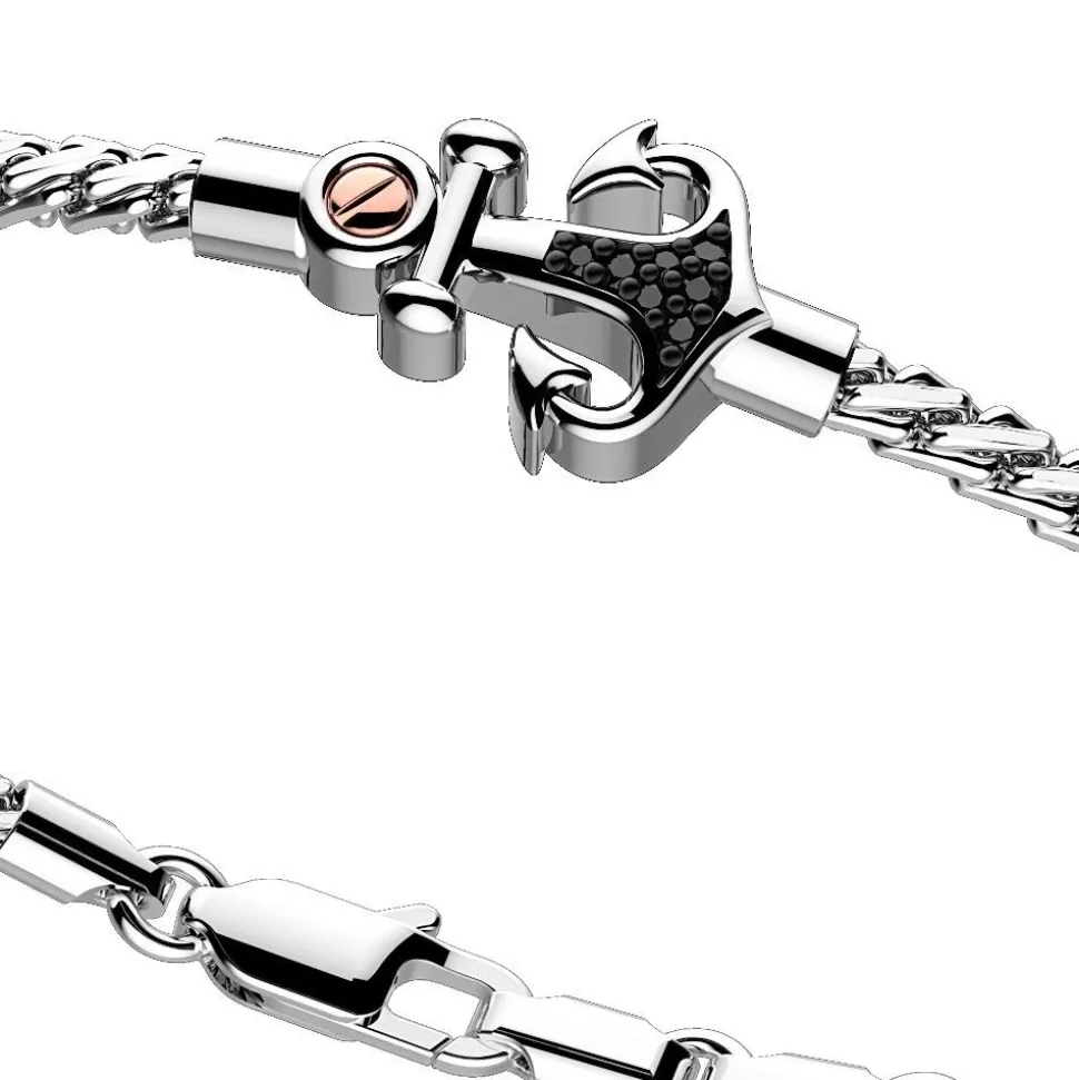 Zancan Silver Bracelet With Anchor And Black Stones.^Zancan Gioielli Discount