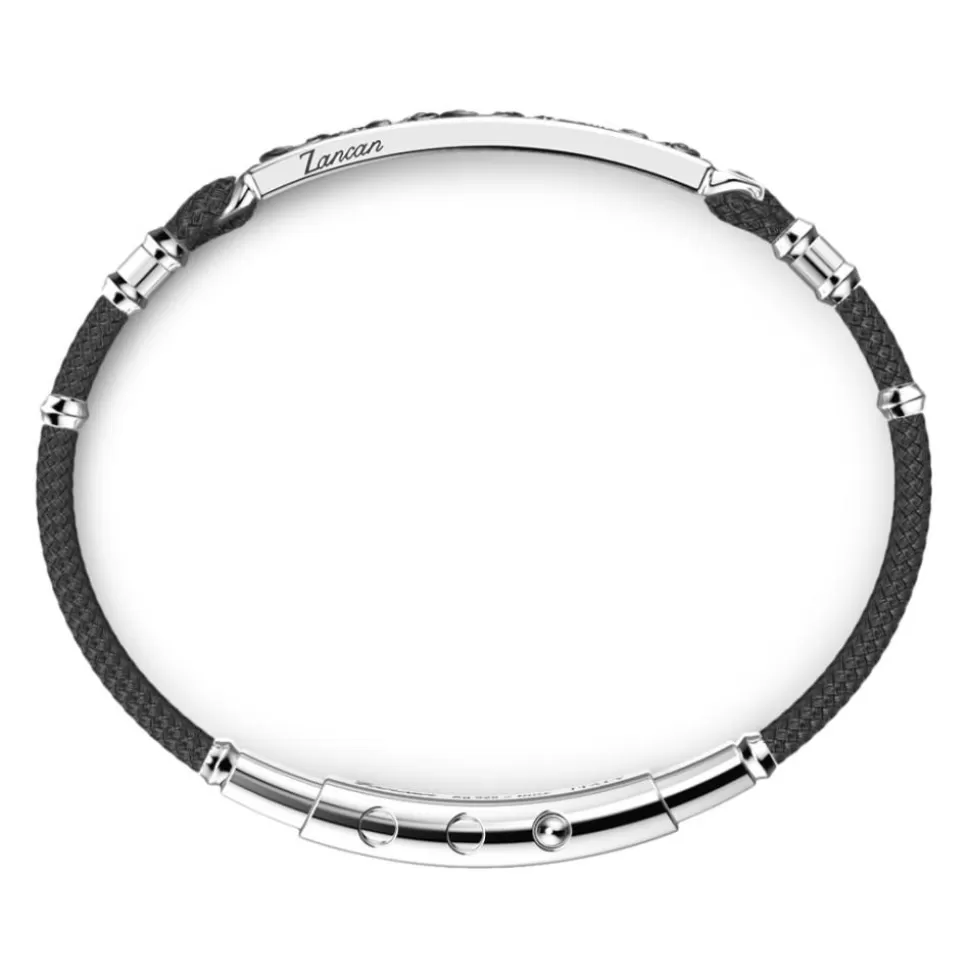 Zancan Silver Bracelet With Kevlar And Black Stones.^Zancan Gioielli Flash Sale