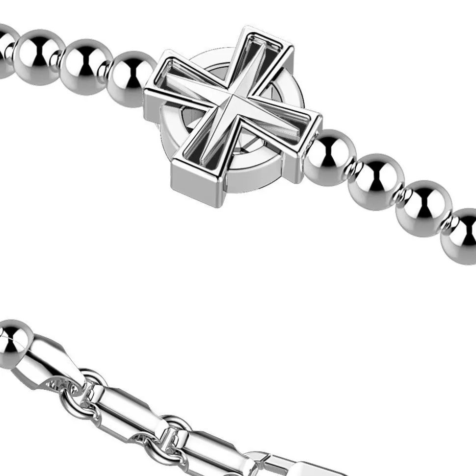 Zancan Silver Bracelet With Spheres And Greek Cross.^Zancan Gioielli Shop