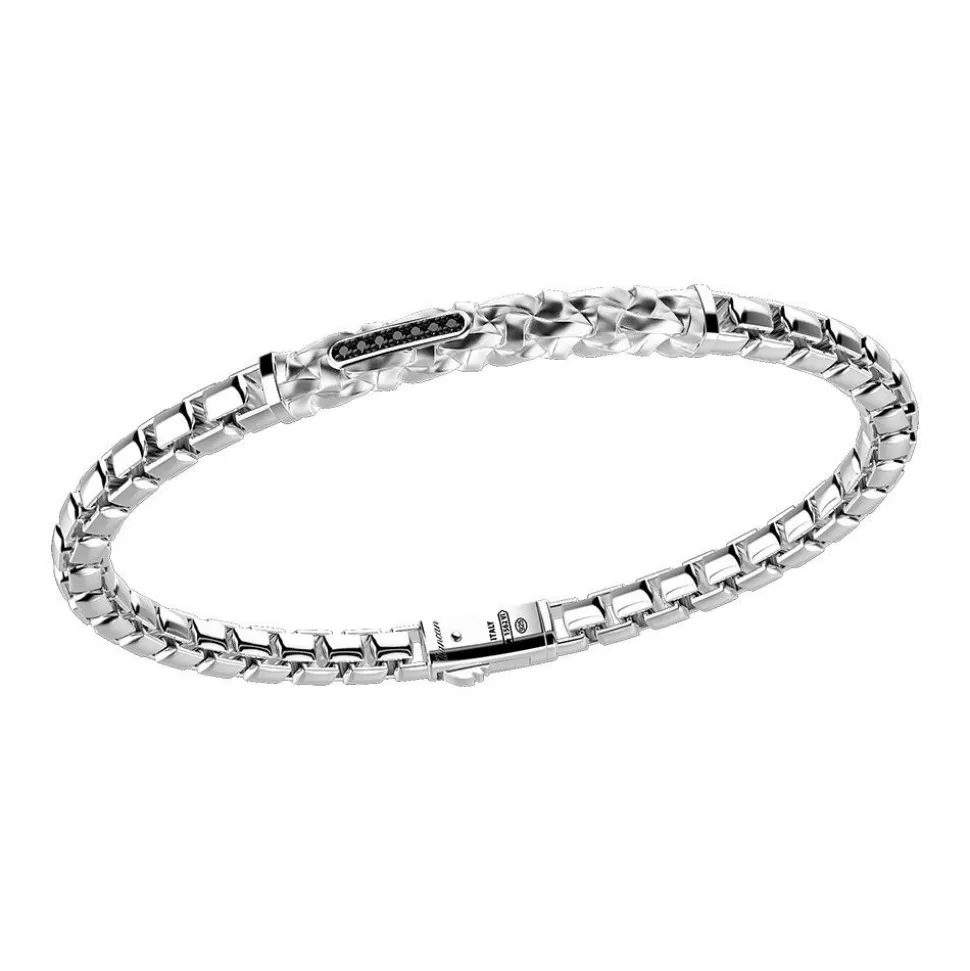 Zancan Silver Bracelet With Tag And Black Stones.^Zancan Gioielli Hot