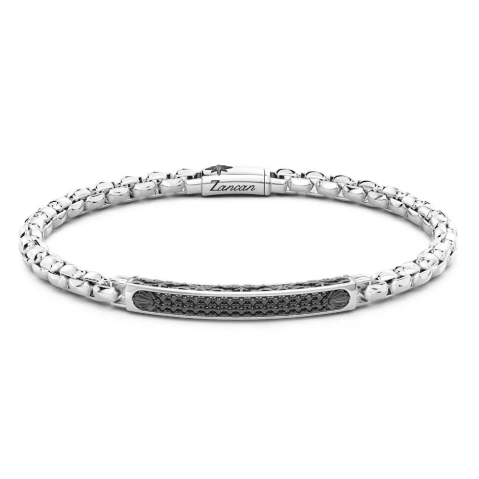 Zancan Silver Bracelet With Tag And Black Stones.^Zancan Gioielli New