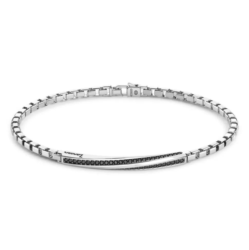 Zancan Silver Bracelet With Tag And Black Stones.^Zancan Gioielli Flash Sale