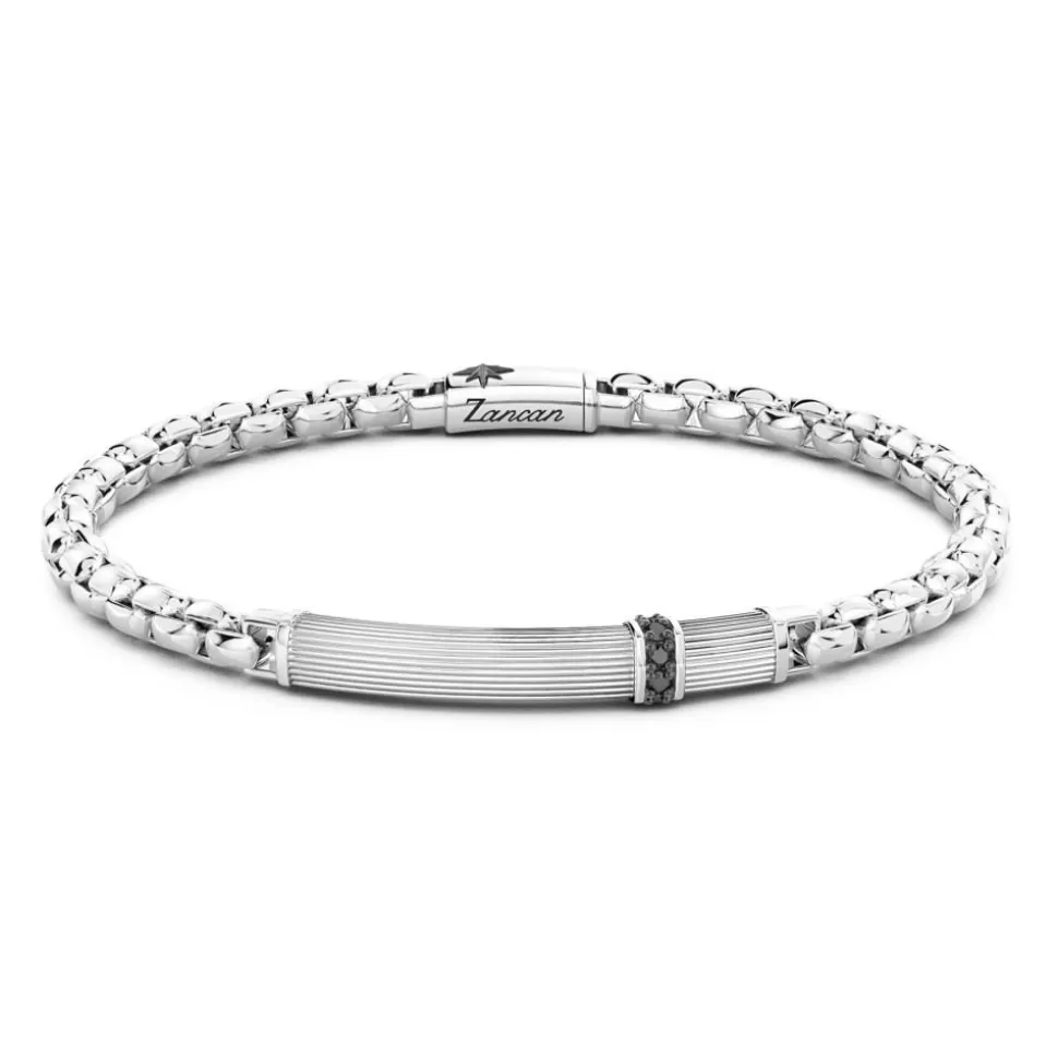 Zancan Silver Bracelet With Tag And Black Stones.^Zancan Gioielli Flash Sale
