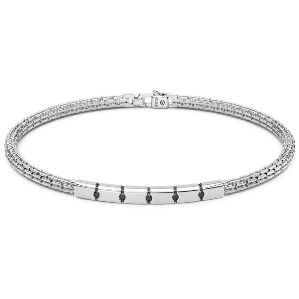 Zancan Silver Bracelet With Tag And Black Stones.^Zancan Gioielli New