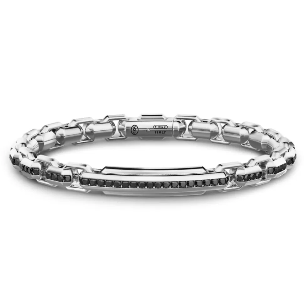 Zancan Silver Bracelet With Tag And Black Stones.^Zancan Gioielli New