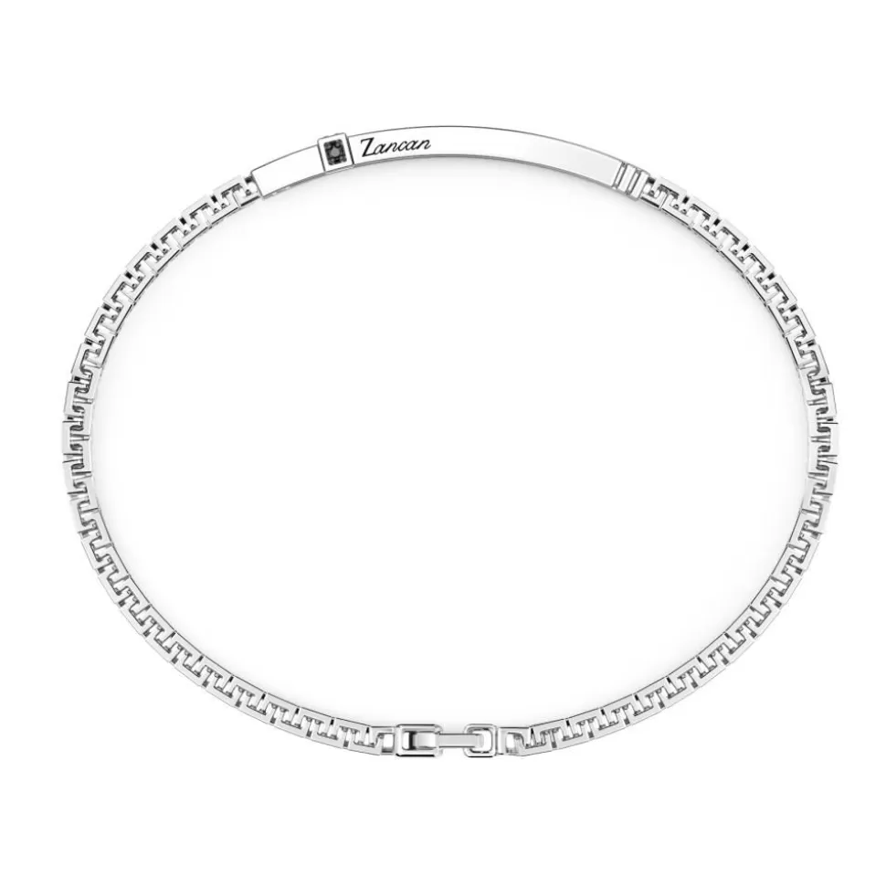 Zancan Silver Bracelet With Tag And Black Stones.^Zancan Gioielli Hot