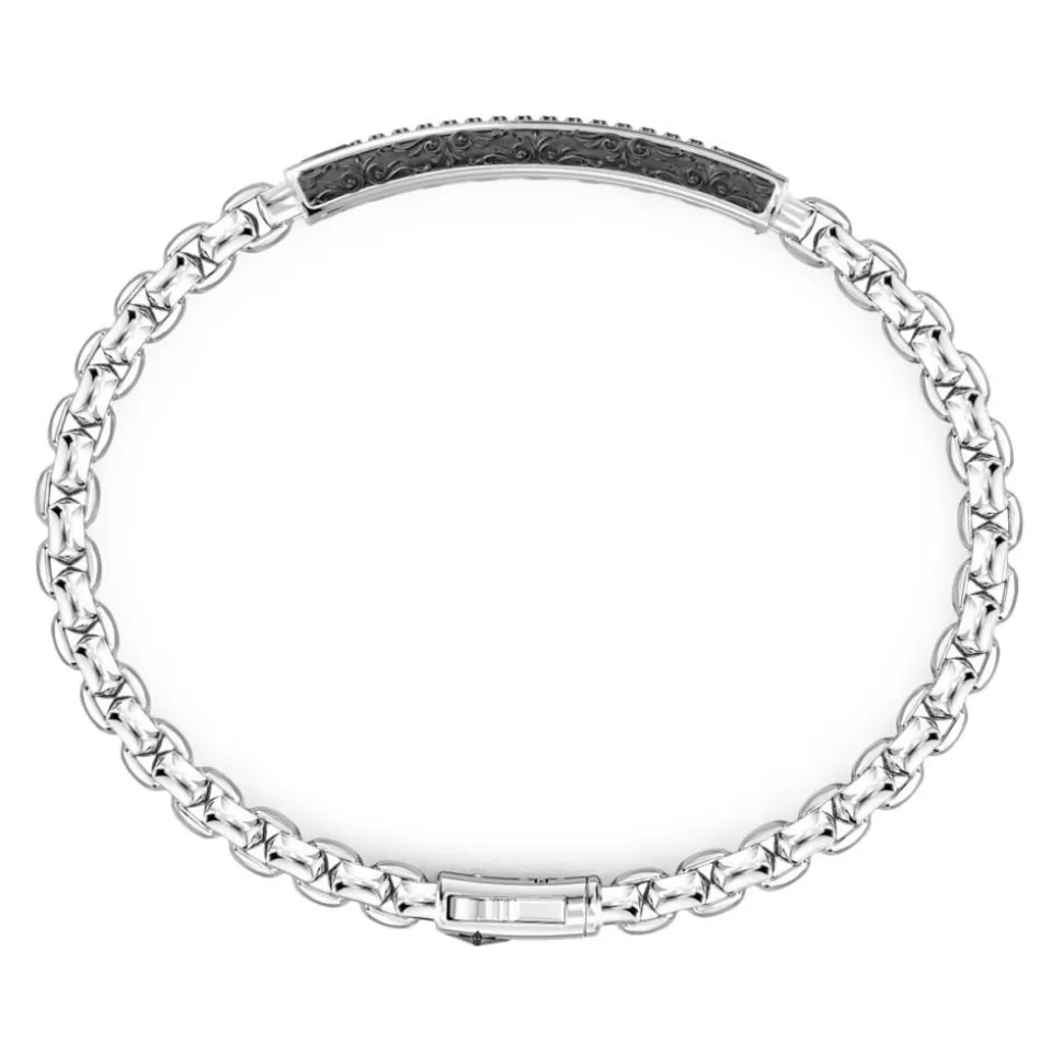 Zancan Silver Bracelet With Tag And Black Stones.^Zancan Gioielli New