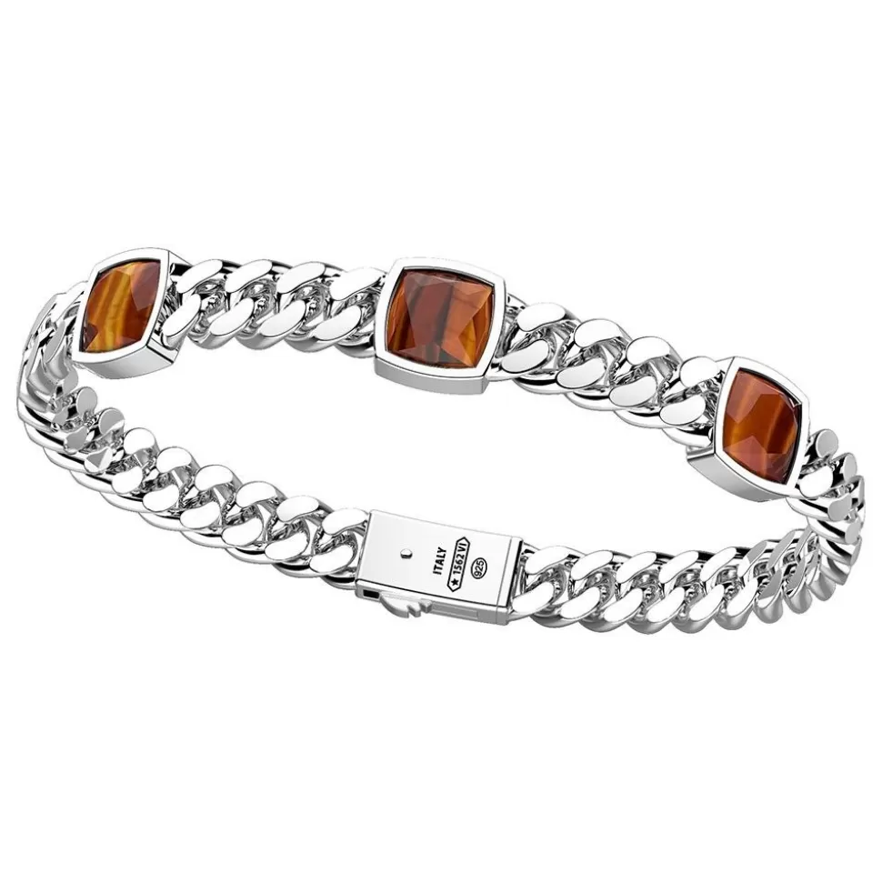 Zancan Silver Bracelet With Three Tiger'S Eye Stones.^Zancan Gioielli Sale