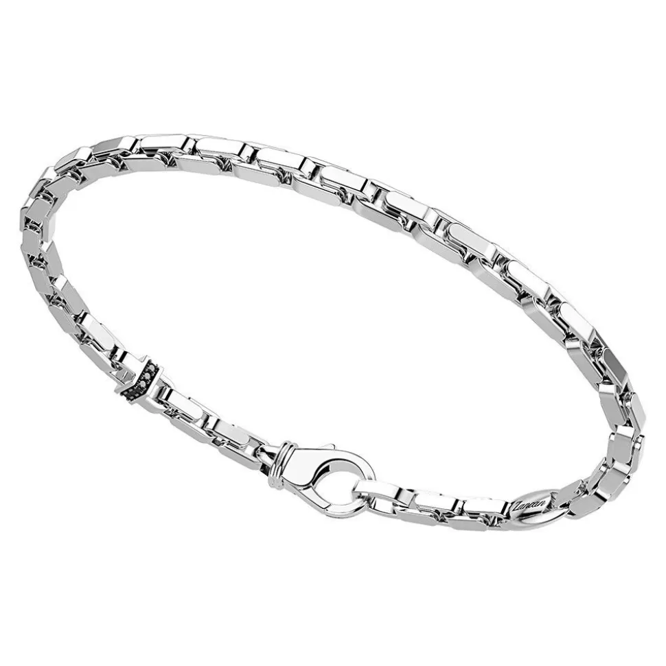 Zancan Silver Bracelet With Venetian Link And Black Stones.^Zancan Gioielli Clearance