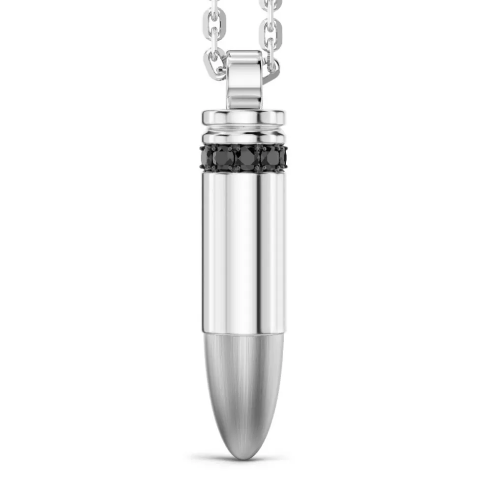 Zancan Silver Bullet Necklace With Black Stones.^Zancan Gioielli Cheap