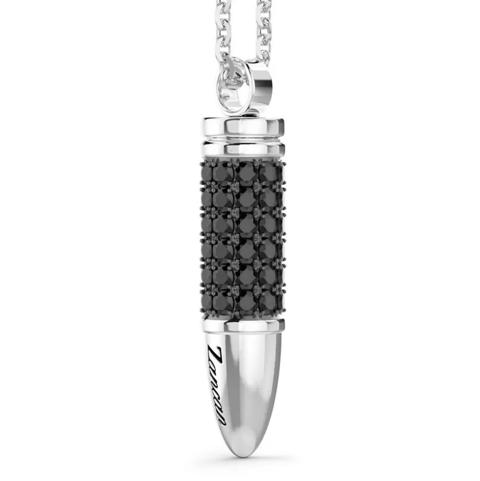 Zancan Silver Bullet Necklace With Black Stones.^Zancan Gioielli Cheap