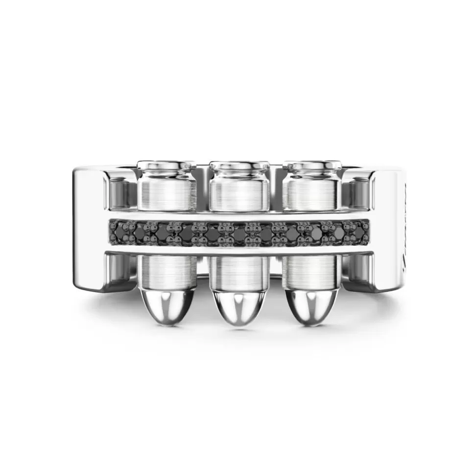 Zancan Silver Bullet Ring With Black Stones.^Zancan Gioielli Online