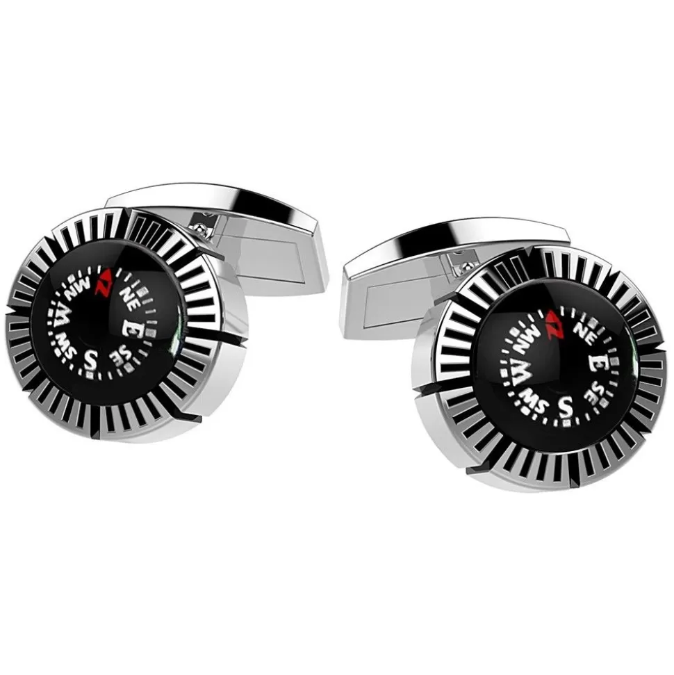 Zancan Silver Cufflinks With Black Compass.^Zancan Gioielli Sale