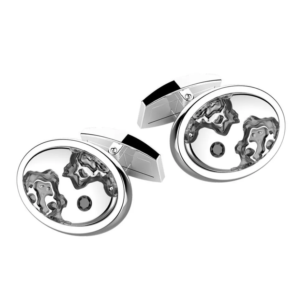 Zancan Silver Cufflinks With Black Stone.^Zancan Gioielli Store