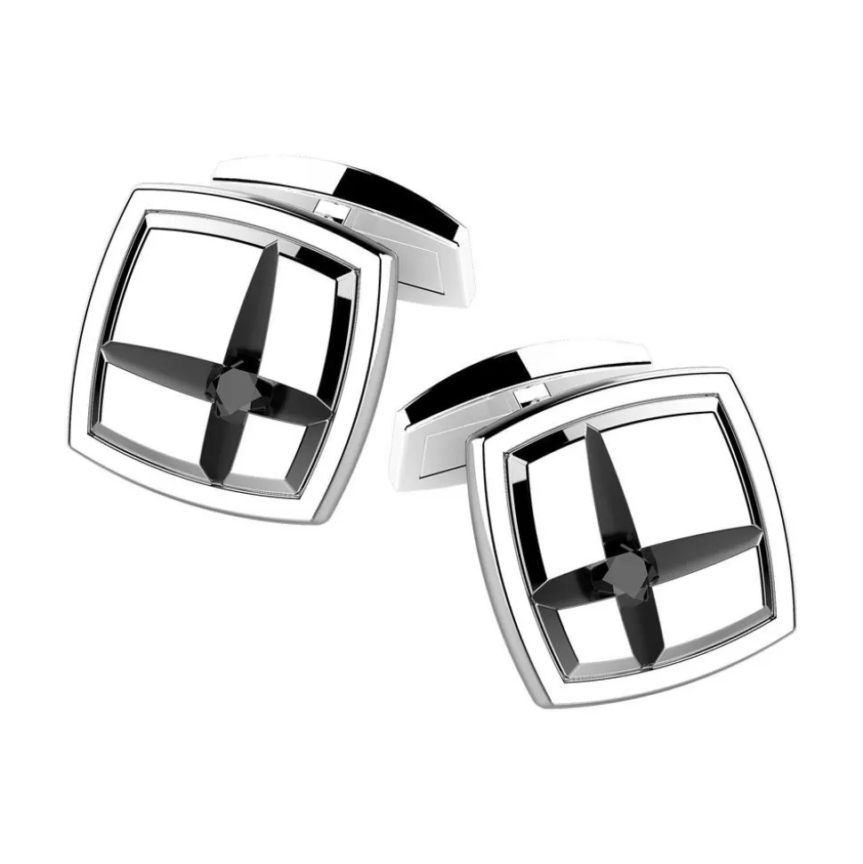 Zancan Silver Cufflinks With Black Stone.^Zancan Gioielli Clearance