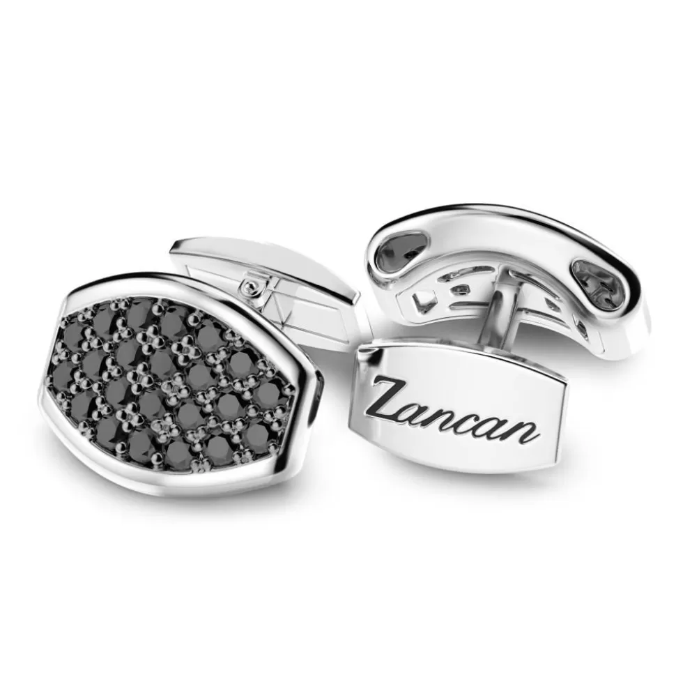 Zancan Silver Cufflinks With Black Stones.^Zancan Gioielli Fashion