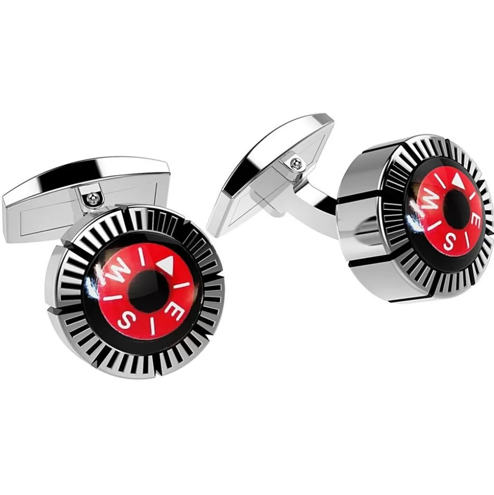 Zancan Silver Cufflinks With Red Compass.^Zancan Gioielli Best