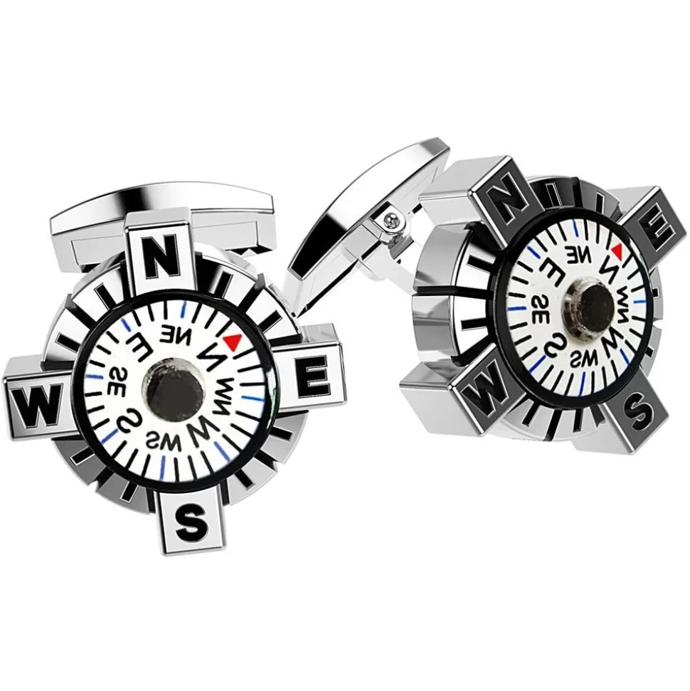 Zancan Silver Cufflinks With White Compass.^Zancan Gioielli Clearance