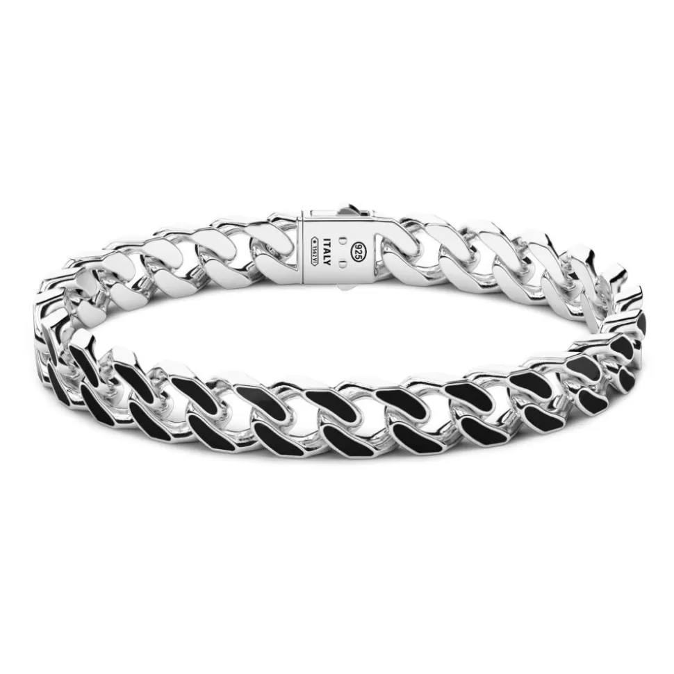 Zancan Silver Curb Chain Bracelet With Black Lacquer.^Zancan Gioielli New