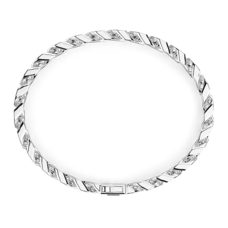 Zancan Silver Curb Chain Bracelet With Black Lacquer.^Zancan Gioielli New