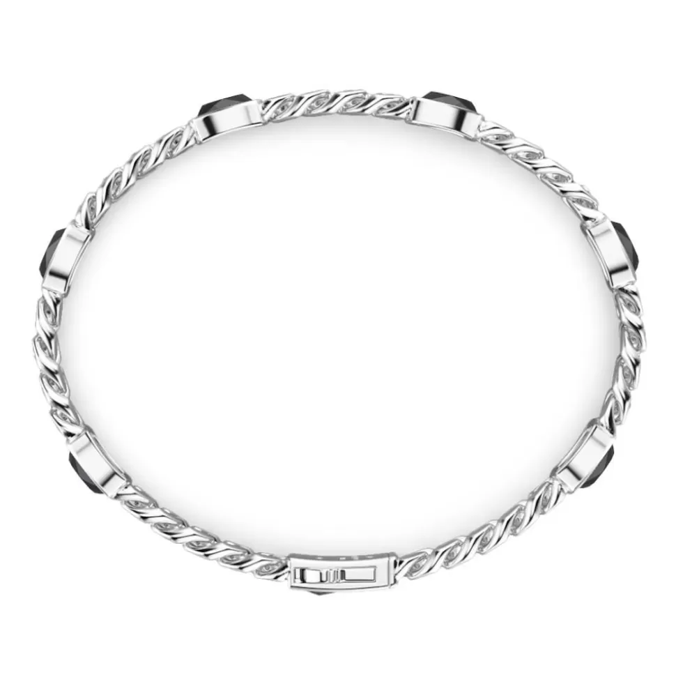 Zancan Silver Curb Chain Bracelet With Black Stones.^Zancan Gioielli Flash Sale