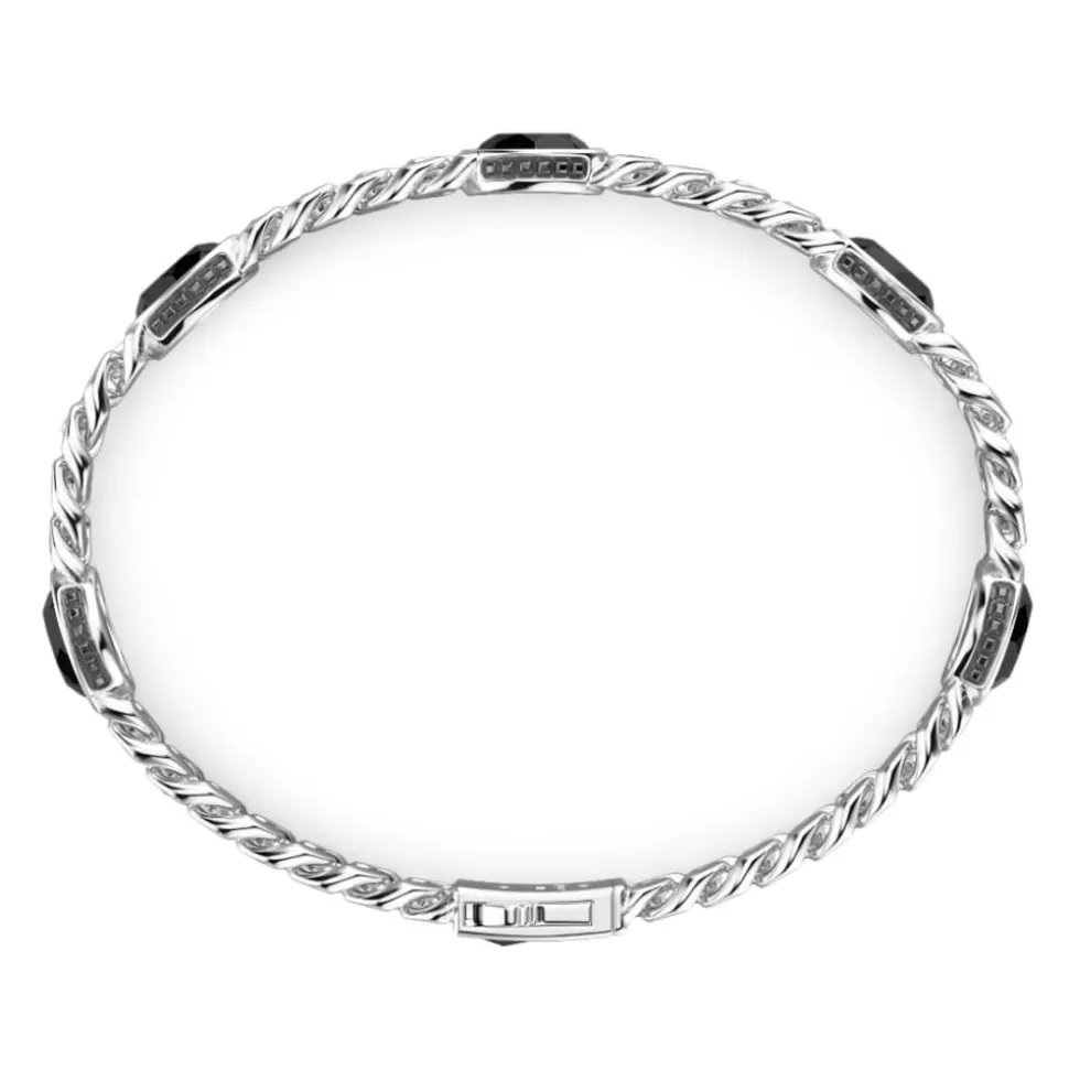 Zancan Silver Curb Chain Bracelet With Black Stones.^Zancan Gioielli Clearance