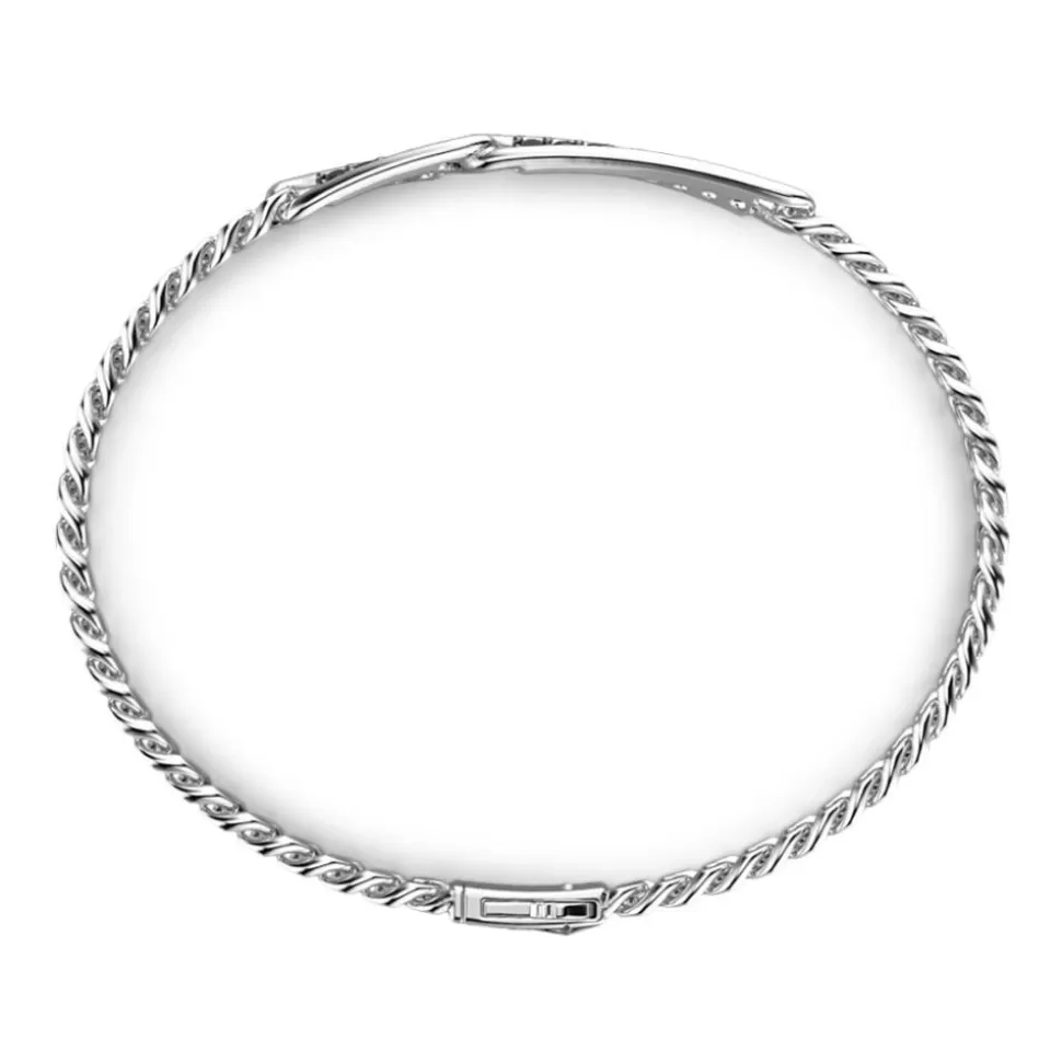 Zancan Silver Curb Chain Bracelet With Black Stones.^Zancan Gioielli Shop