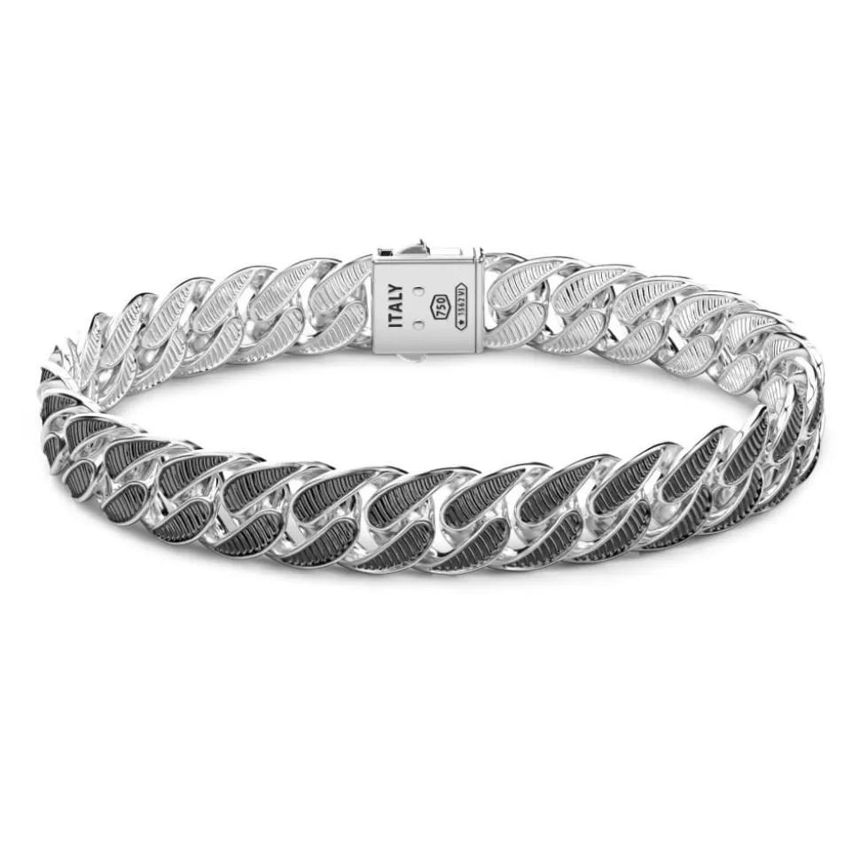 Zancan Silver Curb Chain Bracelet With Black Striated Finish.^Zancan Gioielli Hot