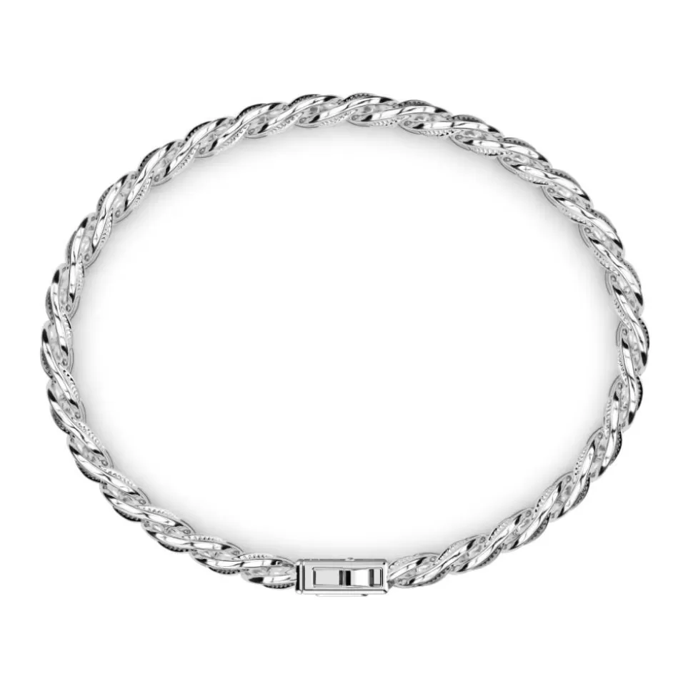 Zancan Silver Curb Chain Bracelet With Black Striated Finish.^Zancan Gioielli Hot