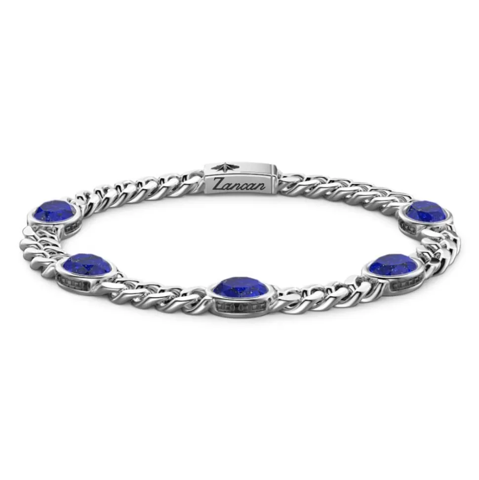 Zancan Silver Curb Chain Bracelet With Blue Stones.^Zancan Gioielli Best