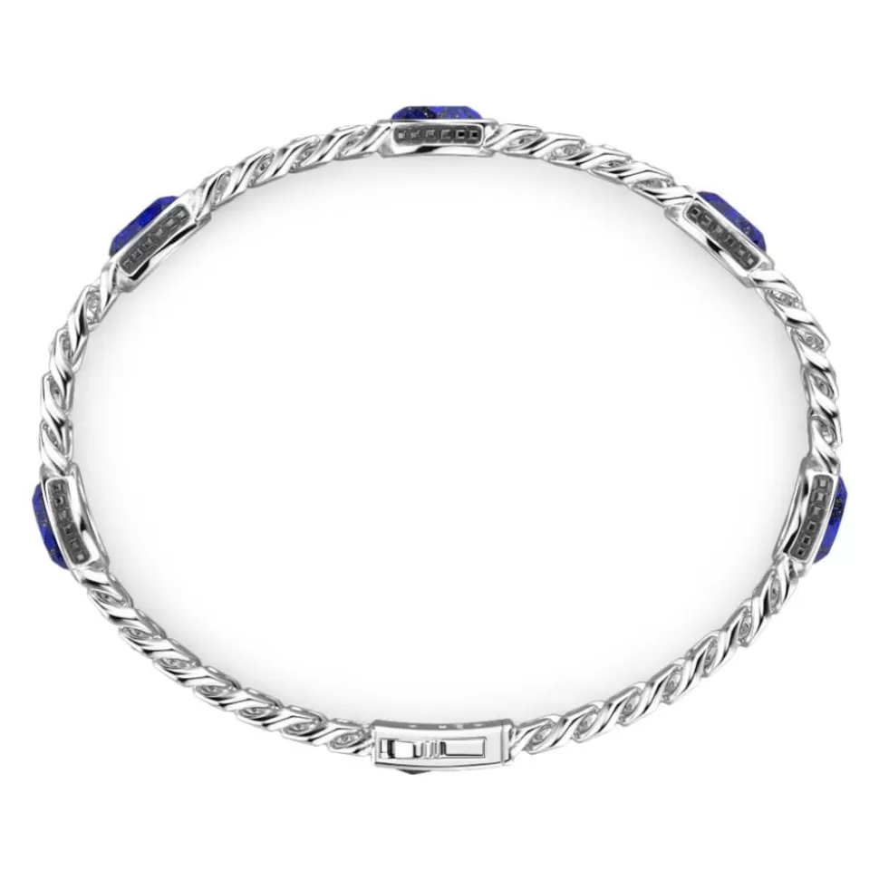 Zancan Silver Curb Chain Bracelet With Blue Stones.^Zancan Gioielli Best