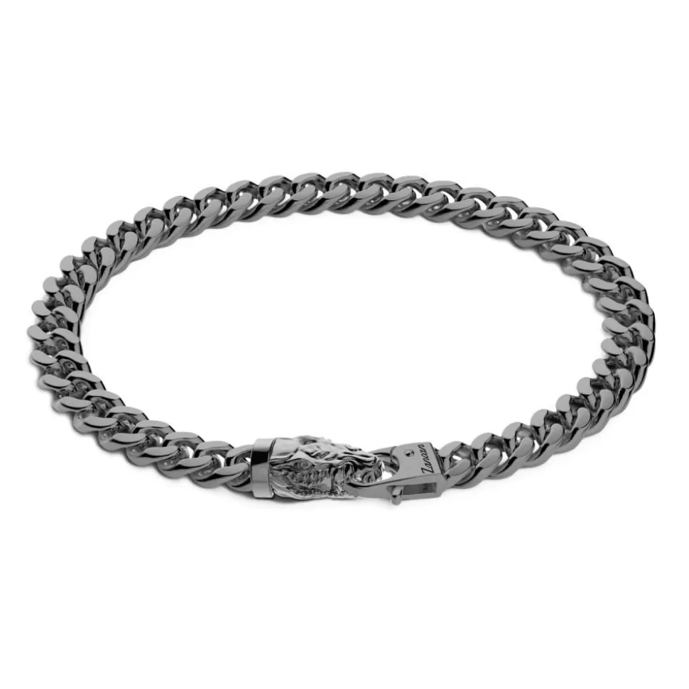 Zancan Silver Curb Chain Bracelet With Crocodile Head Closure.^Zancan Gioielli New