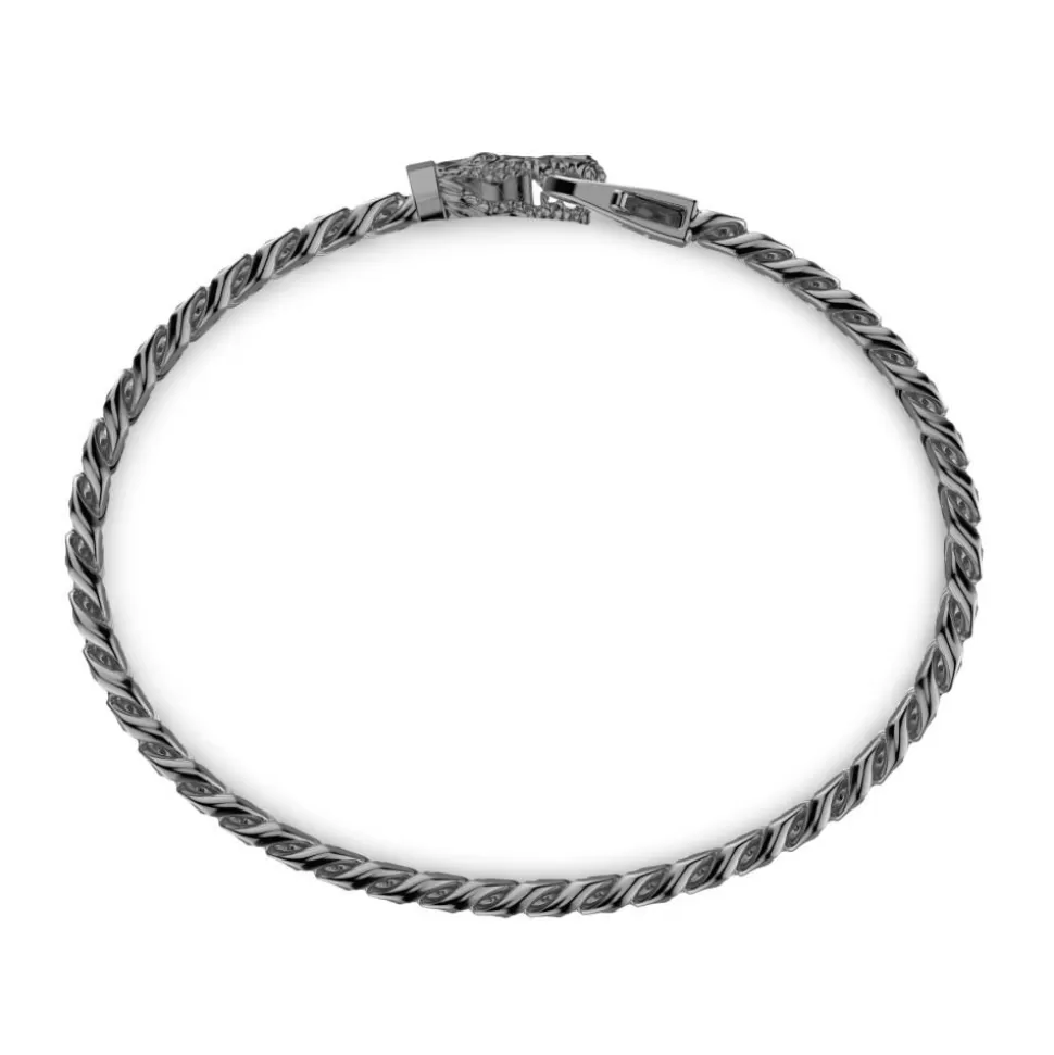 Zancan Silver Curb Chain Bracelet With Crocodile Head Closure.^Zancan Gioielli New