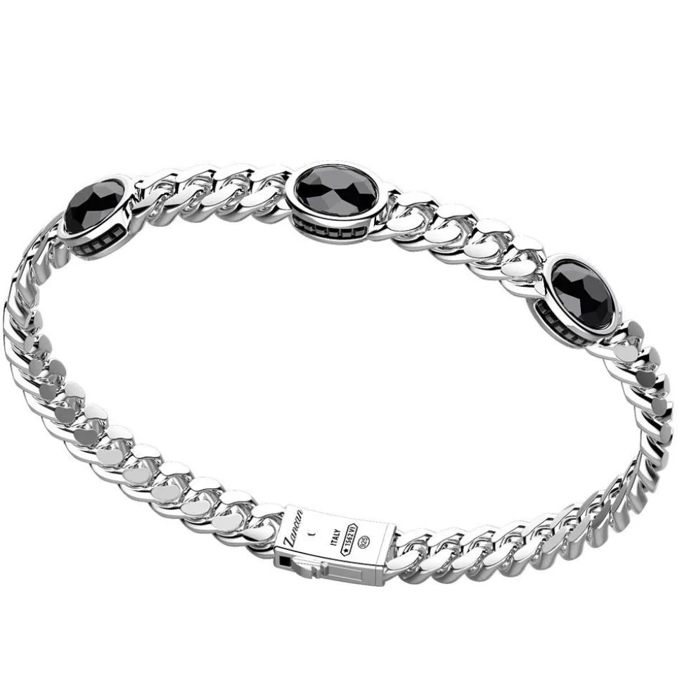 Zancan Silver Curb Chain Bracelet With Onyx Stones.^Zancan Gioielli Fashion